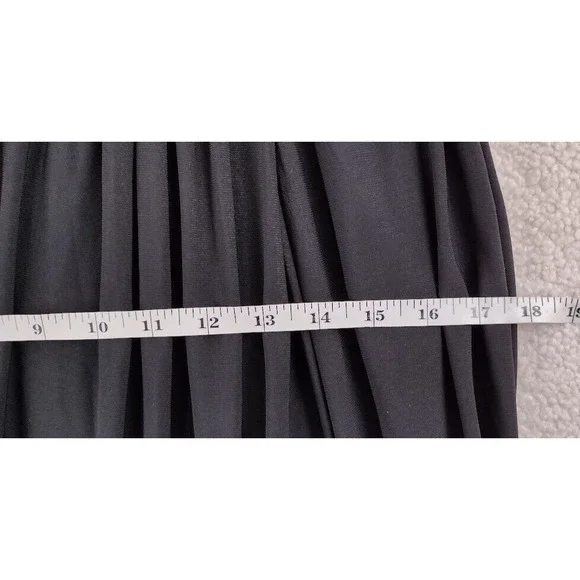 Ieena Mac Duggal 26890 Black V Neck Sleeveless Ruched Maxi Dress Side Slit Sz 6